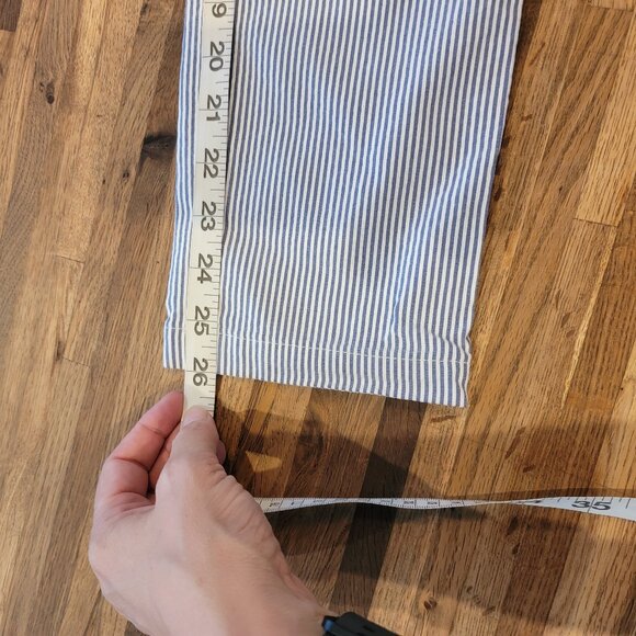 Shinestar Blue/White Stripe Seersucker Elastic Waist Drawstring Summer Slacks/Pa - Picture 8 of 11